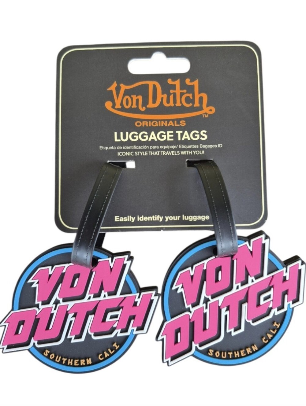 Von Dutch Originals Southern Cali Luggage Tags Set of 2 Pink Blue NWT
